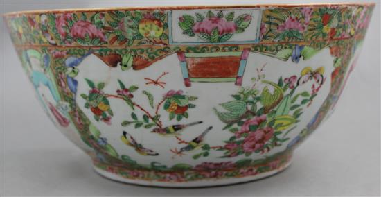 A Chinese Canton-decoration famille rose punch bowl, mid 19th century, 30.5cm diam.